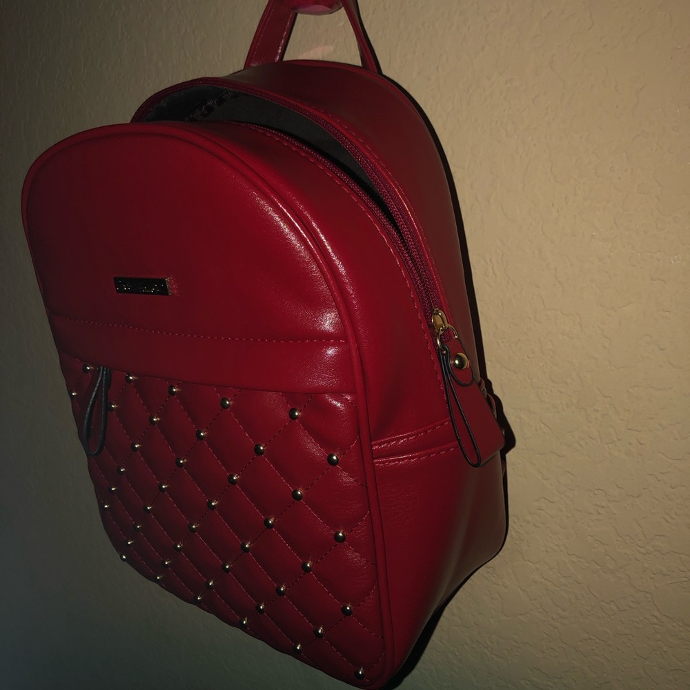Brand New Red & Gold studded Backpack - Picture 5 of 8
